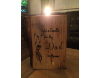 Light a candle for my Dad in heaven Log Tea Light Holder UK ONLY