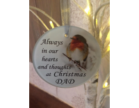 Always in our hearts glass hanging Christmas decoration